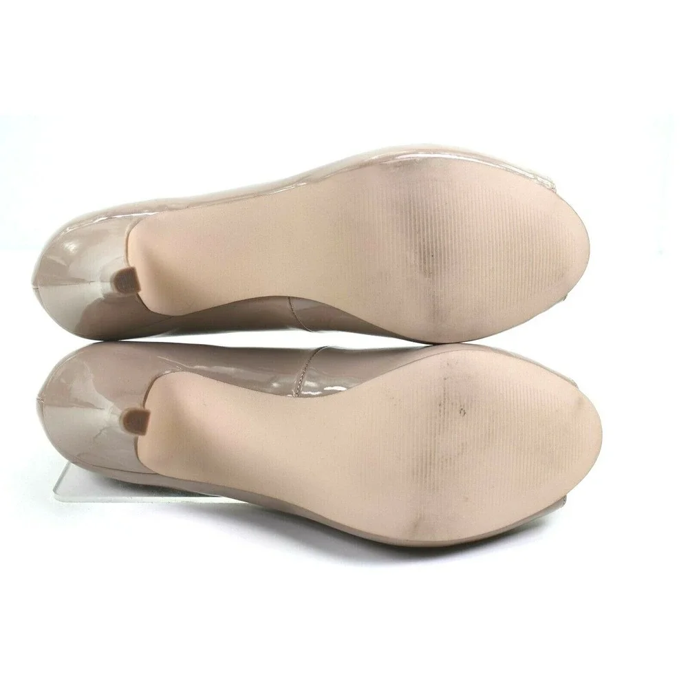 Fergalicious Grace‎ Women's Nude Stiletto Heels Pumps Peep Toe Size 8.5 M